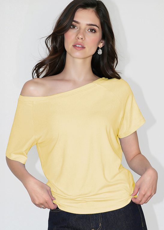 Classy Summer Sloping Shoulder Short Sleeve Loose Top